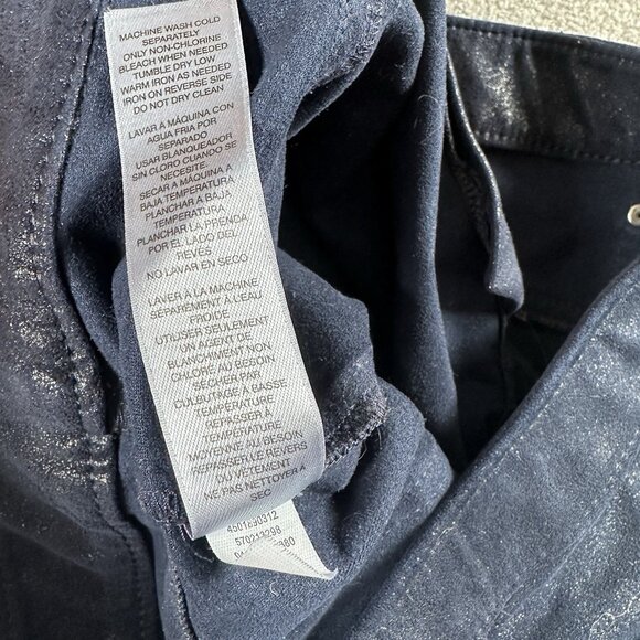 Chicos Metallic Faux Suede Navy Pull On Slim Pants Size 0.5 (Fits 6) - Picture 13 of 16